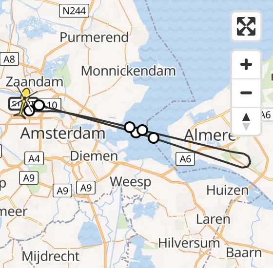 Vlucht Traumahelikopter PH-TTR van Amsterdam Heliport naar Amsterdam Heliport op woensdag 17 april 2024 20:41