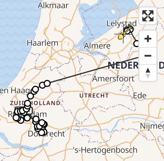 Vlucht Politiehelikopter PH-PXF van Rotterdam The Hague Airport naar Lelystad Airport op donderdag 18 april 2024 13:01
