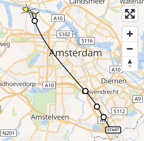 Vlucht Traumahelikopter PH-TTR van Academisch Medisch Centrum (AMC) naar Amsterdam Heliport op donderdag 18 april 2024 17:18