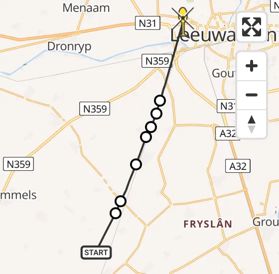 Vlucht Ambulancehelikopter PH-OOP van Lytsewierrum naar Leeuwarden op vrijdag 19 april 2024 14:23