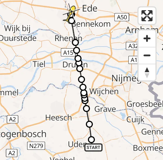 Vlucht Traumahelikopter PH-LLN van Vliegbasis Volkel naar Veenendaal op zaterdag 20 april 2024 0:09