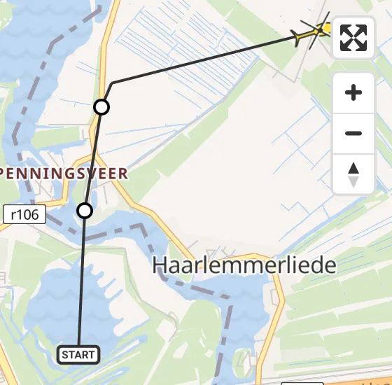 Vlucht Politiehelikopter PH-PXB van Haarlem naar Spaarndam op zaterdag 20 april 2024 7:59