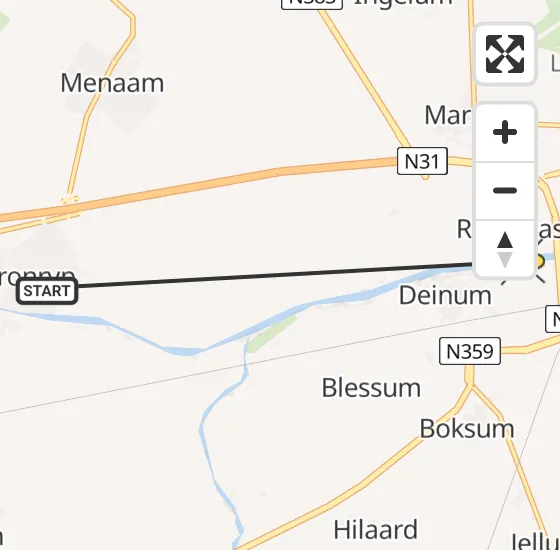 Vlucht Ambulancehelikopter PH-OOP van Dronryp naar Deinum op dinsdag 23 april 2024 8:38