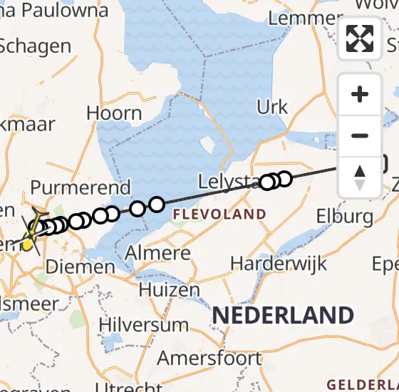 Vlucht Traumahelikopter PH-TTR van Kampen naar Amsterdam Heliport op dinsdag 23 april 2024 10:46