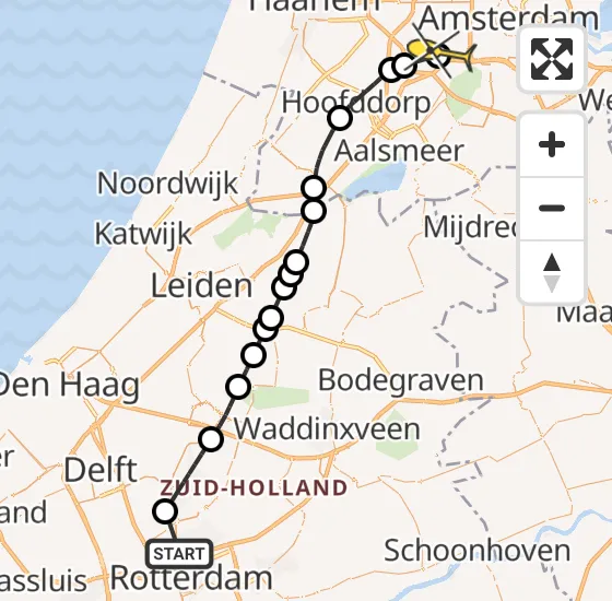 Vlucht Traumahelikopter PH-UMC van Rotterdam naar Amsterdam op dinsdag 23 april 2024 14:34