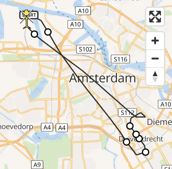 Vlucht Traumahelikopter PH-TTR van Amsterdam Heliport naar Amsterdam Heliport op woensdag 24 april 2024 8:34