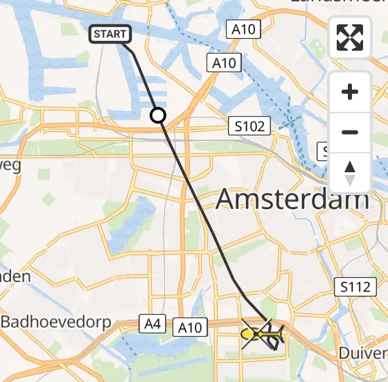 Vlucht Traumahelikopter PH-TTR van Amsterdam Heliport naar Amsterdam op woensdag 24 april 2024 15:07
