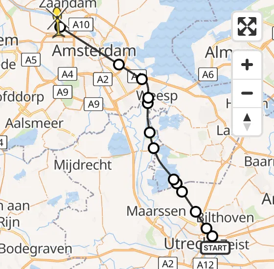 Vlucht Traumahelikopter PH-TTR van Universitair Medisch Centrum Utrecht naar Amsterdam Heliport op woensdag 24 april 2024 17:11