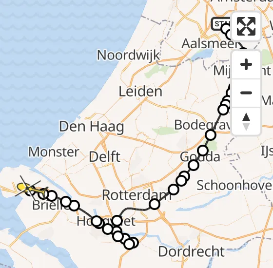 Vlucht Politiehelikopter PH-PXX van Schiphol naar Maasvlakte op woensdag 24 april 2024 17:39