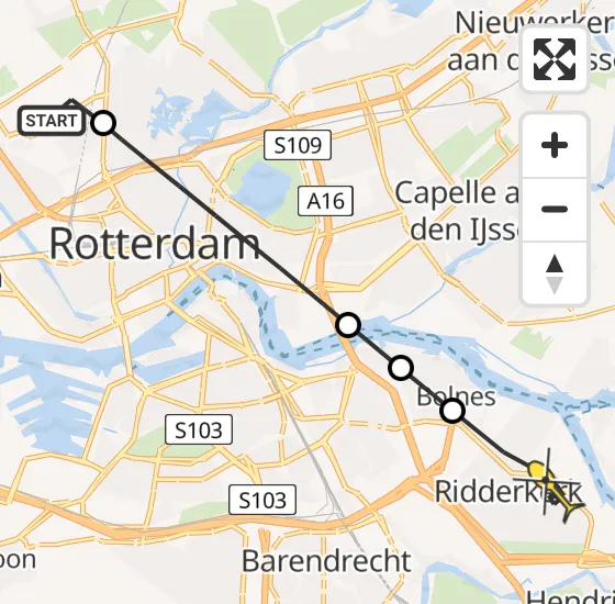 Vlucht Traumahelikopter PH-UMC van Rotterdam The Hague Airport naar Ridderkerk op woensdag 24 april 2024 18:13