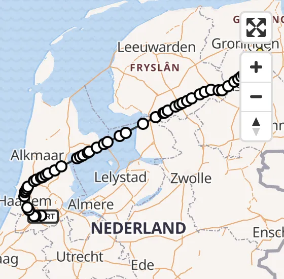 Vlucht Politiehelikopter PH-PXF van Schiphol naar Midlaren op vrijdag 26 april 2024 6:43