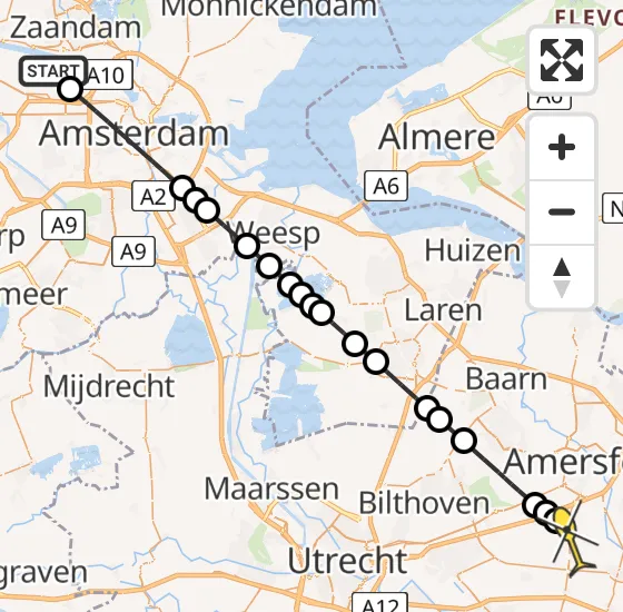 Vlucht Traumahelikopter PH-TTR van Amsterdam Heliport naar Leusden op vrijdag 26 april 2024 12:27