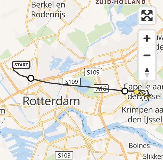 Vlucht Traumahelikopter PH-UMC van Rotterdam The Hague Airport naar Capelle aan den IJssel op vrijdag 26 april 2024 15:52