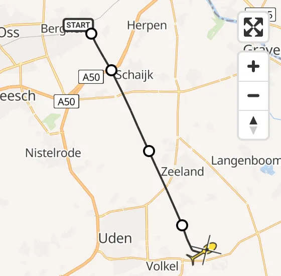 Vlucht Traumahelikopter PH-LLN van Berghem naar Vliegbasis Volkel op vrijdag 26 april 2024 20:25