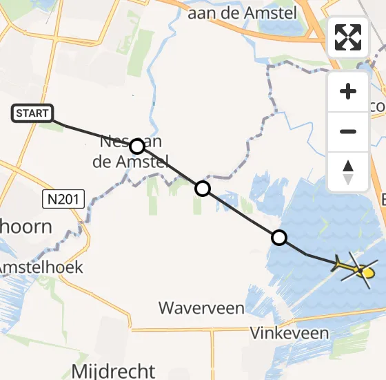Vlucht Politiehelikopter PH-PXZ van Amstelveen naar Vinkeveen op zaterdag 27 april 2024 7:25