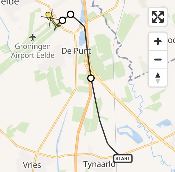 Vlucht Traumahelikopter PH-DOC van Tynaarlo naar Groningen Airport Eelde op zaterdag 27 april 2024 15:31