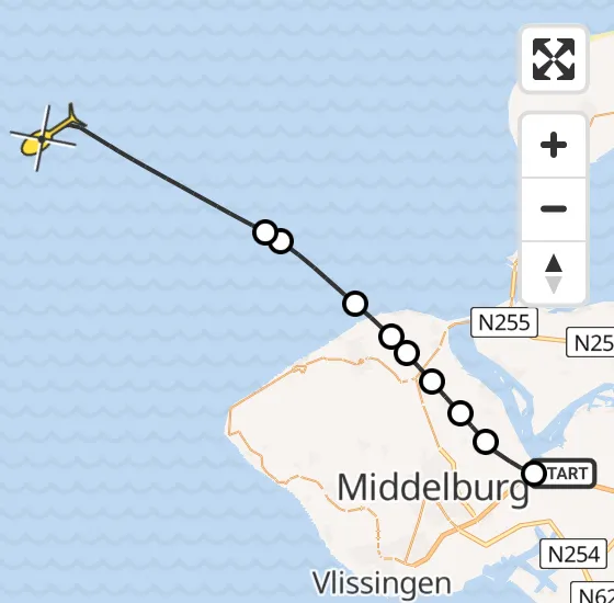 Vlucht Kustwachthelikopter PH-NCG van Vliegveld Midden-Zeeland naar  op zondag 28 april 2024 7:19