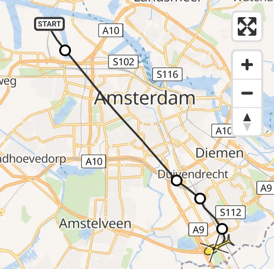 Vlucht Traumahelikopter PH-TTR van Amsterdam Heliport naar Academisch Medisch Centrum (AMC) op zondag 28 april 2024 11:16