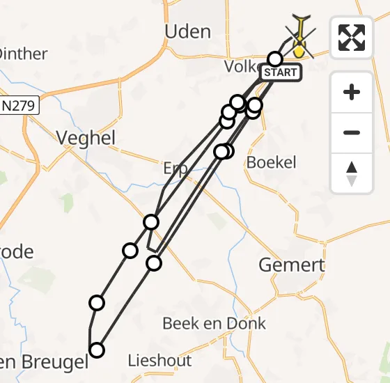 Vlucht Traumahelikopter PH-LLN van Volkel naar Vliegbasis Volkel op zondag 28 april 2024 13:26