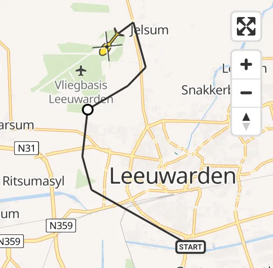 Vlucht Ambulancehelikopter PH-OOP van Leeuwarden naar Vliegbasis Leeuwarden op zondag 28 april 2024 17:11