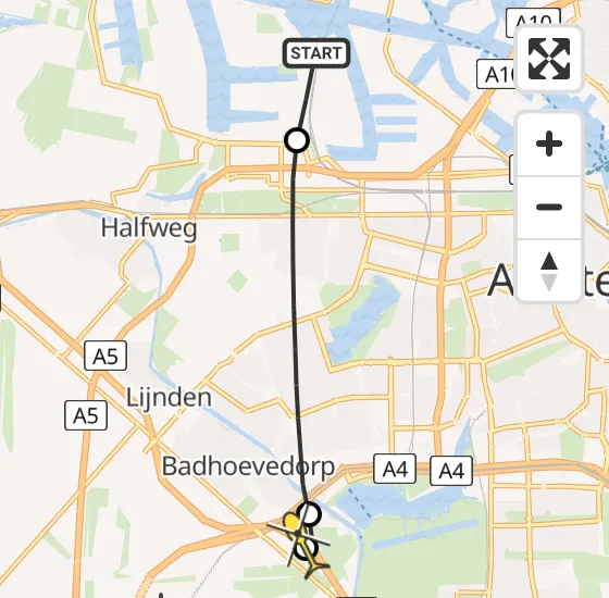 Vlucht Traumahelikopter PH-TTR van Amsterdam Heliport naar Schiphol op maandag 29 april 2024 7:19