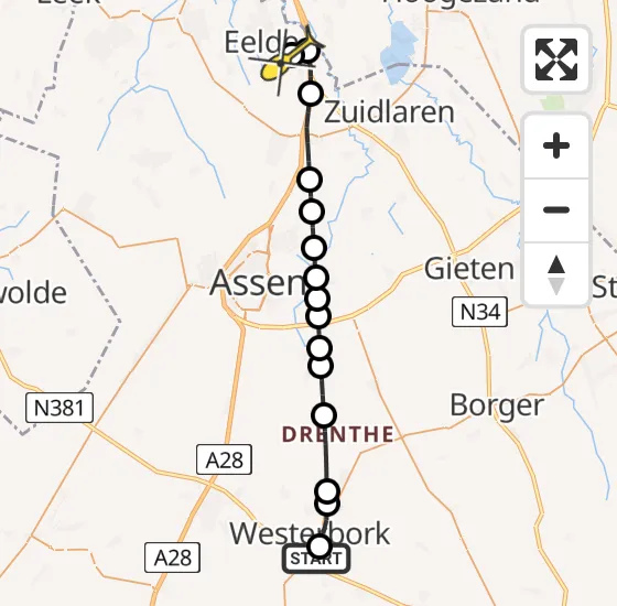Vlucht Traumahelikopter PH-DOC van Eursinge naar Groningen Airport Eelde op maandag 29 april 2024 7:59