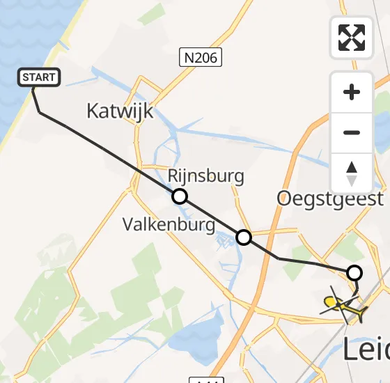 Vlucht Traumahelikopter PH-UMC van Katwijk naar Leiden op maandag 29 april 2024 18:00