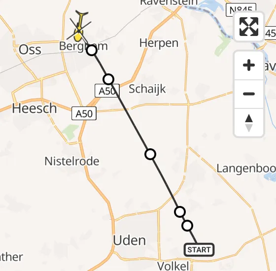 Vlucht Traumahelikopter PH-LLN van Vliegbasis Volkel naar Berghem op dinsdag 30 april 2024 4:20