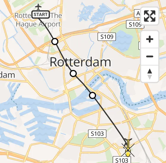 Vlucht Traumahelikopter PH-UMC van Rotterdam The Hague Airport naar Rotterdam op dinsdag 30 april 2024 5:04