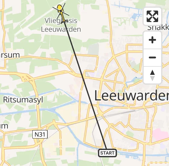 Vlucht Ambulancehelikopter PH-OOP van Leeuwarden naar Vliegbasis Leeuwarden op dinsdag 30 april 2024 9:01