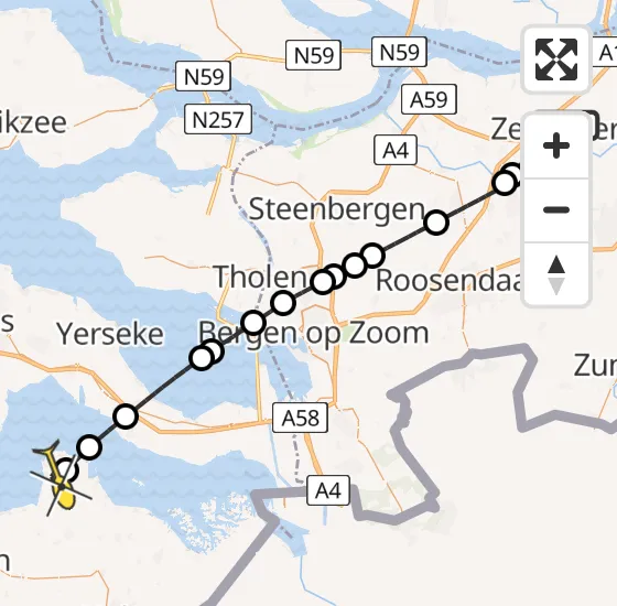 Vlucht Traumahelikopter PH-UMC van Zevenbergen naar Ossenisse op dinsdag 30 april 2024 9:04