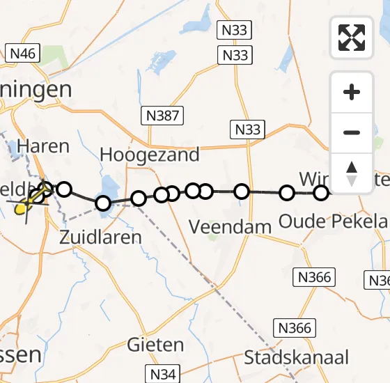 Vlucht Traumahelikopter PH-DOC van Winschoten naar Groningen Airport Eelde op dinsdag 30 april 2024 10:10
