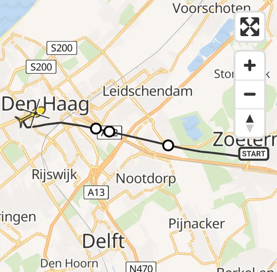 Vlucht Traumahelikopter PH-UMC van Zoetermeer naar Den Haag op dinsdag 30 april 2024 11:24