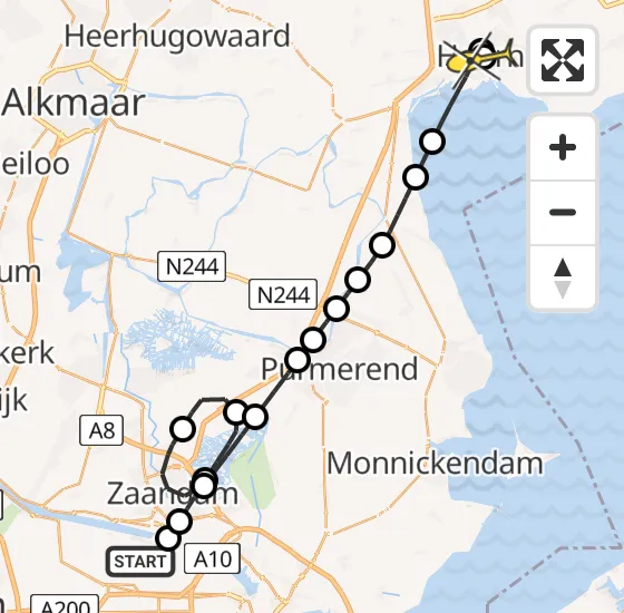 Vlucht Traumahelikopter PH-TTR van Amsterdam Heliport naar Hoorn op dinsdag 30 april 2024 13:48