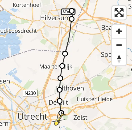 Vlucht Traumahelikopter PH-TTR van Hilversum naar Universitair Medisch Centrum Utrecht op dinsdag 30 april 2024 19:59