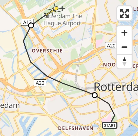 Vlucht Traumahelikopter PH-UMC van Erasmus MC naar Rotterdam The Hague Airport op dinsdag 30 april 2024 21:32