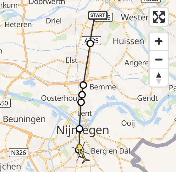 Vlucht Traumahelikopter PH-LLN van Arnhem naar Radboud Universitair Medisch Centrum op woensdag 1 mei 2024 3:26