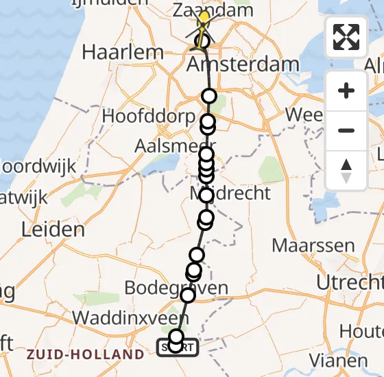 Vlucht Traumahelikopter PH-TTR van Haastrecht naar Amsterdam Heliport op woensdag 1 mei 2024 11:53