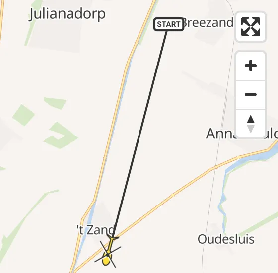 Vlucht Ambulancehelikopter PH-OOP van Breezand naar 't Zand op woensdag 1 mei 2024 14:58