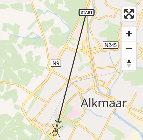 Vlucht Ambulancehelikopter PH-OOP van Alkmaar naar Alkmaar op woensdag 1 mei 2024 15:05