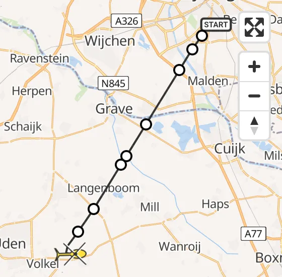 Vlucht Traumahelikopter PH-LLN van Radboud Universitair Medisch Centrum naar Vliegbasis Volkel op woensdag 1 mei 2024 15:24