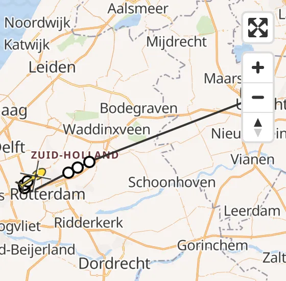 Vlucht Politiehelikopter PH-PXA van Utrecht naar Rotterdam The Hague Airport op woensdag 1 mei 2024 20:41