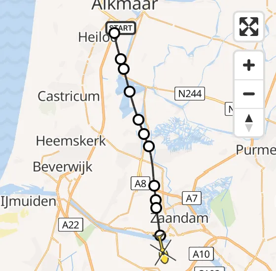 Vlucht Traumahelikopter PH-TTR van Alkmaar naar Amsterdam Heliport op donderdag 2 mei 2024 11:02