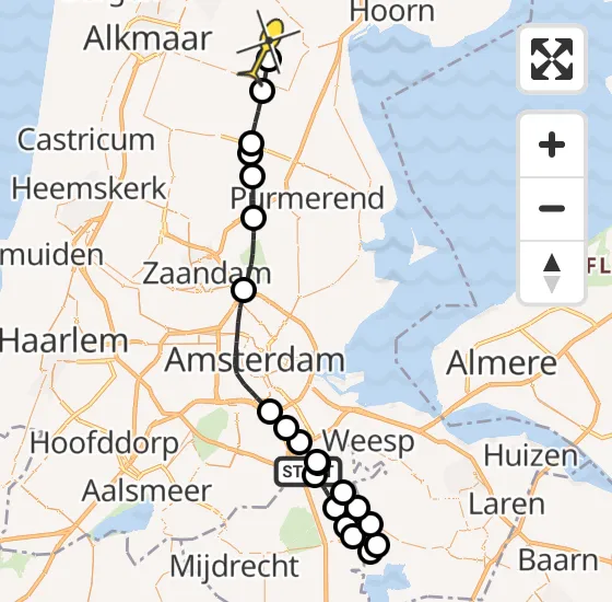 Vlucht Traumahelikopter PH-TTR van Amsterdam naar Ursem op donderdag 2 mei 2024 15:06