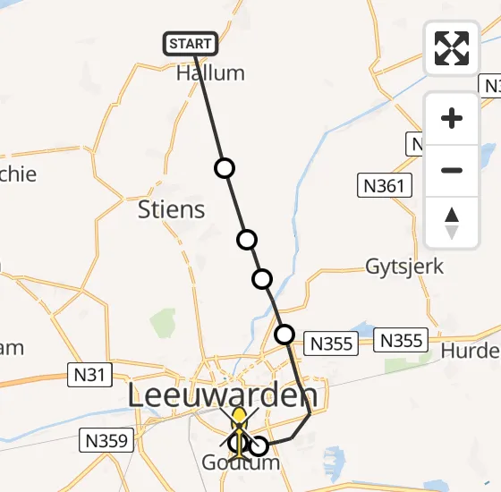 Vlucht Ambulancehelikopter PH-OOP van Marrum naar Leeuwarden op donderdag 2 mei 2024 15:41