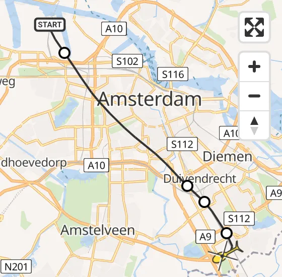 Vlucht Traumahelikopter PH-TTR van Amsterdam Heliport naar Academisch Medisch Centrum (AMC) op donderdag 2 mei 2024 16:27