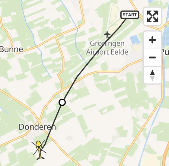 Vlucht Traumahelikopter PH-DOC van Groningen Airport Eelde naar Donderen op vrijdag 3 mei 2024 13:48
