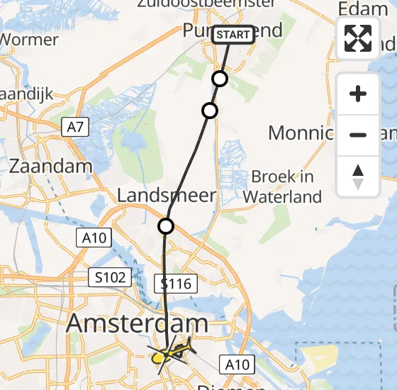 Vlucht Traumahelikopter PH-TTR van Purmerend naar Amsterdam op vrijdag 3 mei 2024 16:09