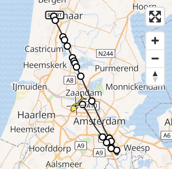 Vlucht Traumahelikopter PH-TTR van Alkmaar naar Amsterdam Heliport op vrijdag 3 mei 2024 20:45