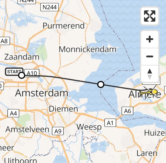 Vlucht Traumahelikopter PH-TTR van Amsterdam Heliport naar Almere op vrijdag 3 mei 2024 22:51